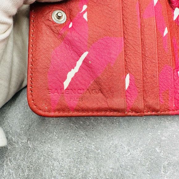 Balenciaga Red Multi-Color Zip Compact Wallet - Picture 11 of 13